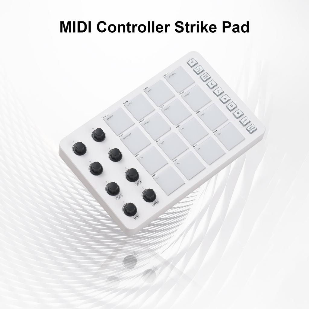 MIDI Controller Strike Pad RGB Backlight MIDI Keyboard BT Connection Low Latency 3.5mm Output Interface ith 16 Strike