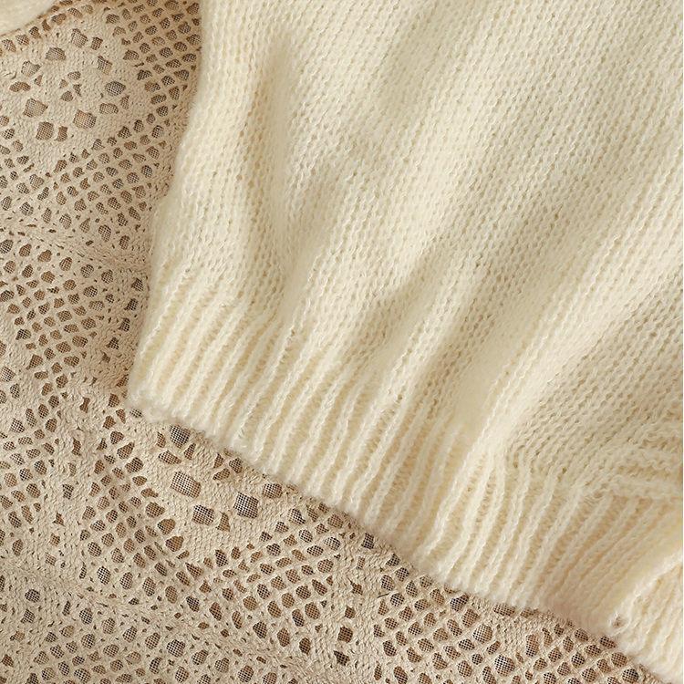 Kawaii sweter w kwiaty sweter damski Harajuku śliczny trójwymiarowy dekoracyjny sweter z długim rękawem Y2k przycięty sweter z dzianiny