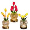 USB Charge Tulip Crystal Flower Lamps 3 Color Night Lamp Unique Flower Light  Bedroom