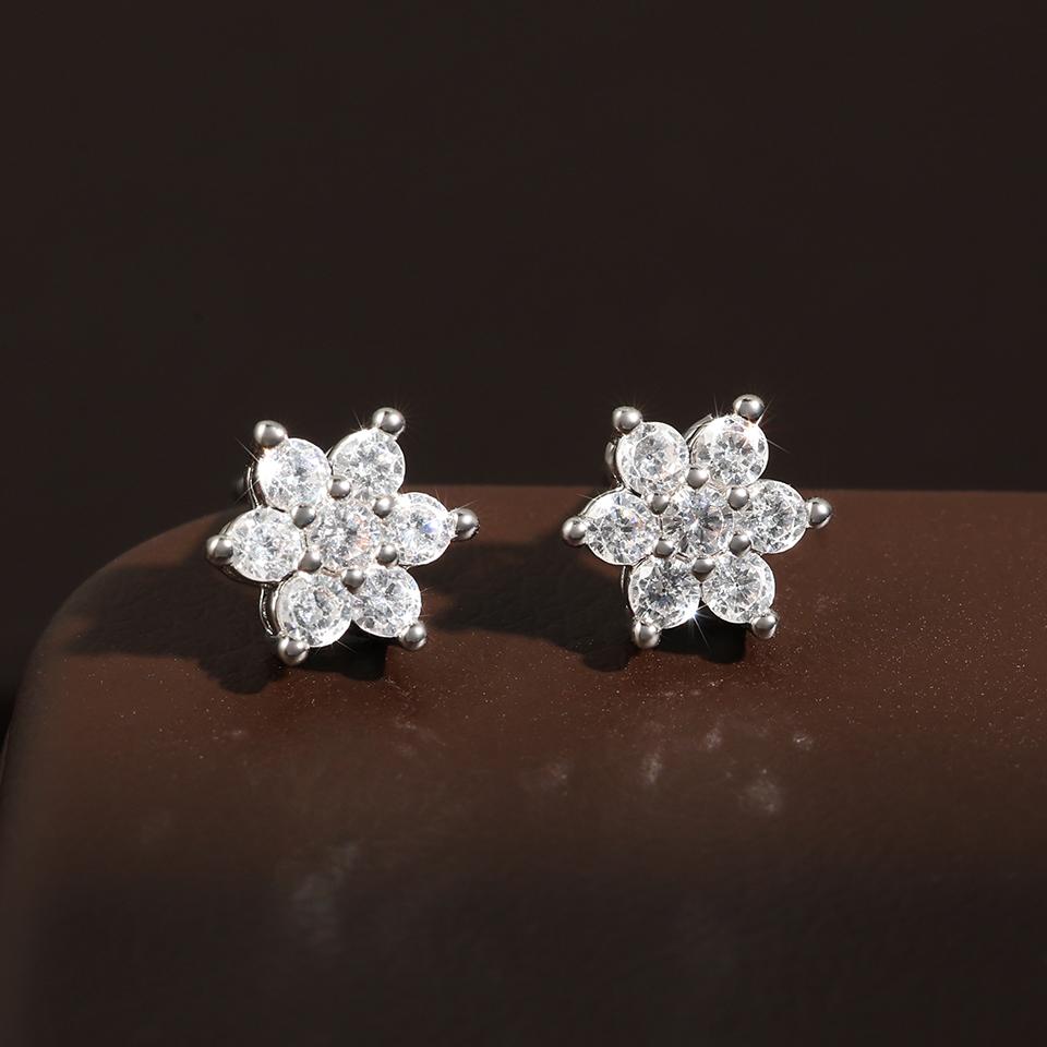 ZAKOL Exquisite Shiny Zircon Mini Flowers Stud Earrings for Women Sweet Female Pierced Ear Accessories Party Zircon