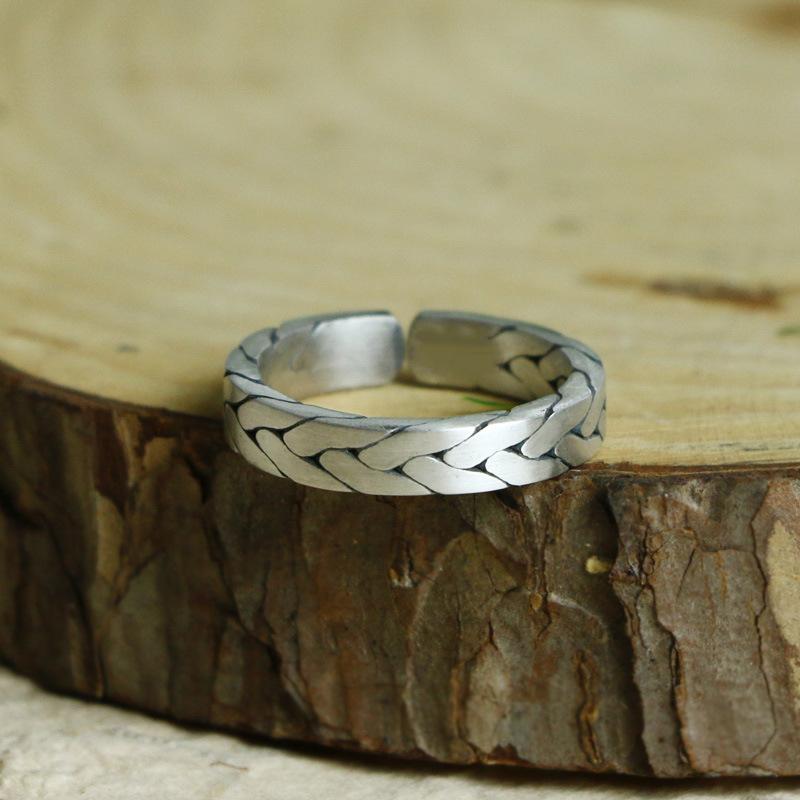 Buyee 925 Sterling Silver Couples Ring Finger Excellent Knit Shape Simple Open Ring for Woman Men Fashion Fine Jewelry Circle
