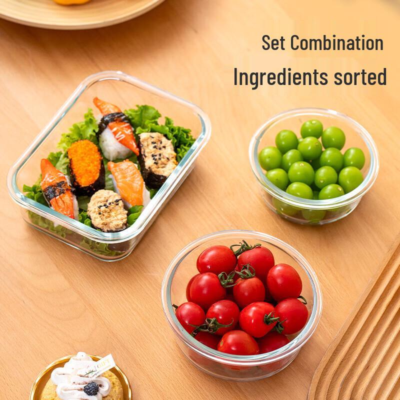 Xitianlong 3-Piece Heat-Resistant Borosilicate Glass Food Storage Container Set