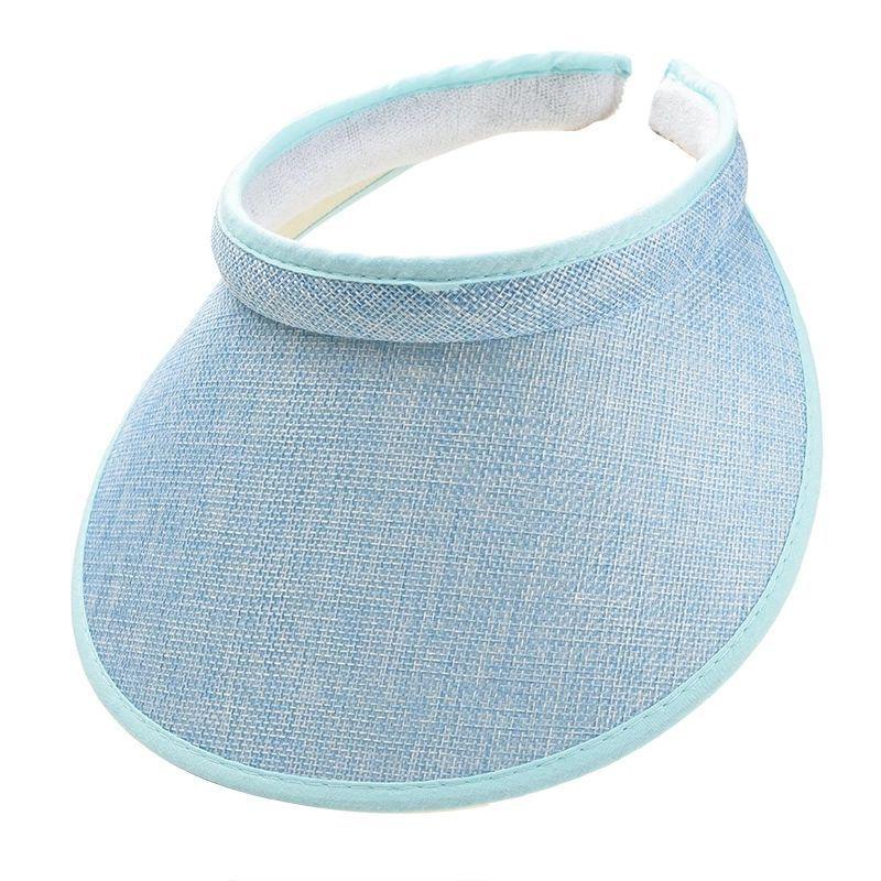 Women Summer Empty Top Visors Sun Hat Simple Solid Color Wide Brim Sunscreen Cap Female Outdoor Adjustable Travel Beach Hats