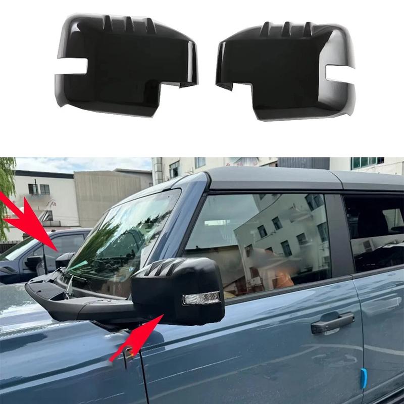 Rearview Mirror Decoration Car Mirror Cover Black ABS Material Black Finish Decorative Cover Easy tallation