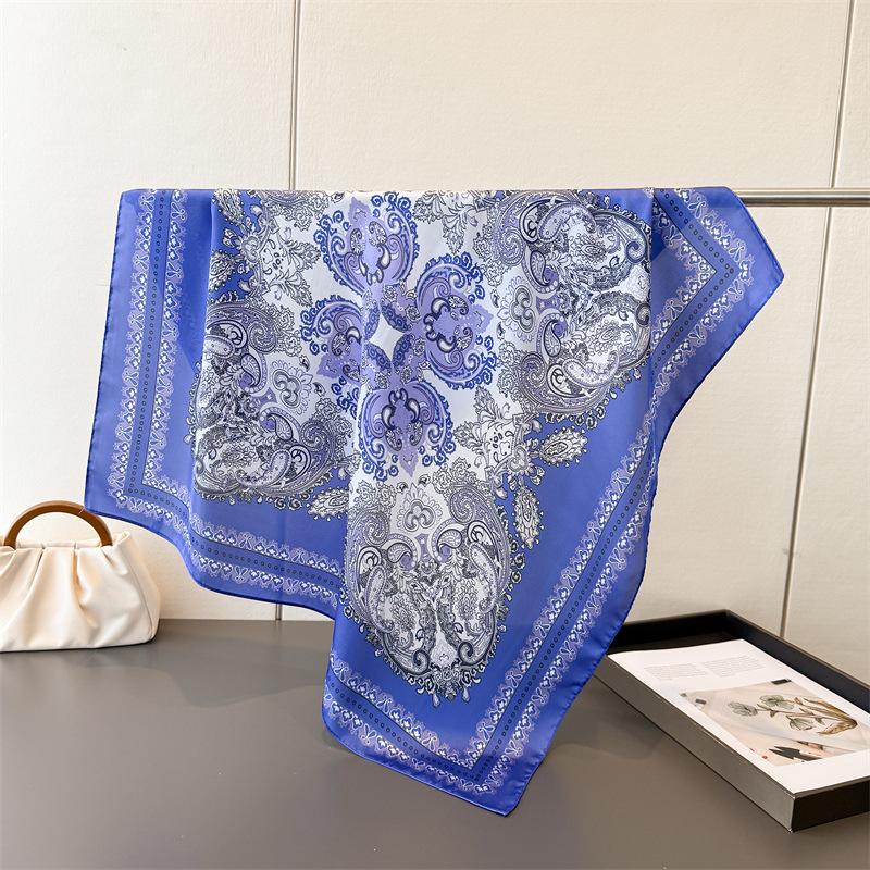 Paisley Print Silk Scarf For Women Square Hijab Soft Neck Tie Female Fashion Decoration Silk Headscarf Bandana Kerchief  New