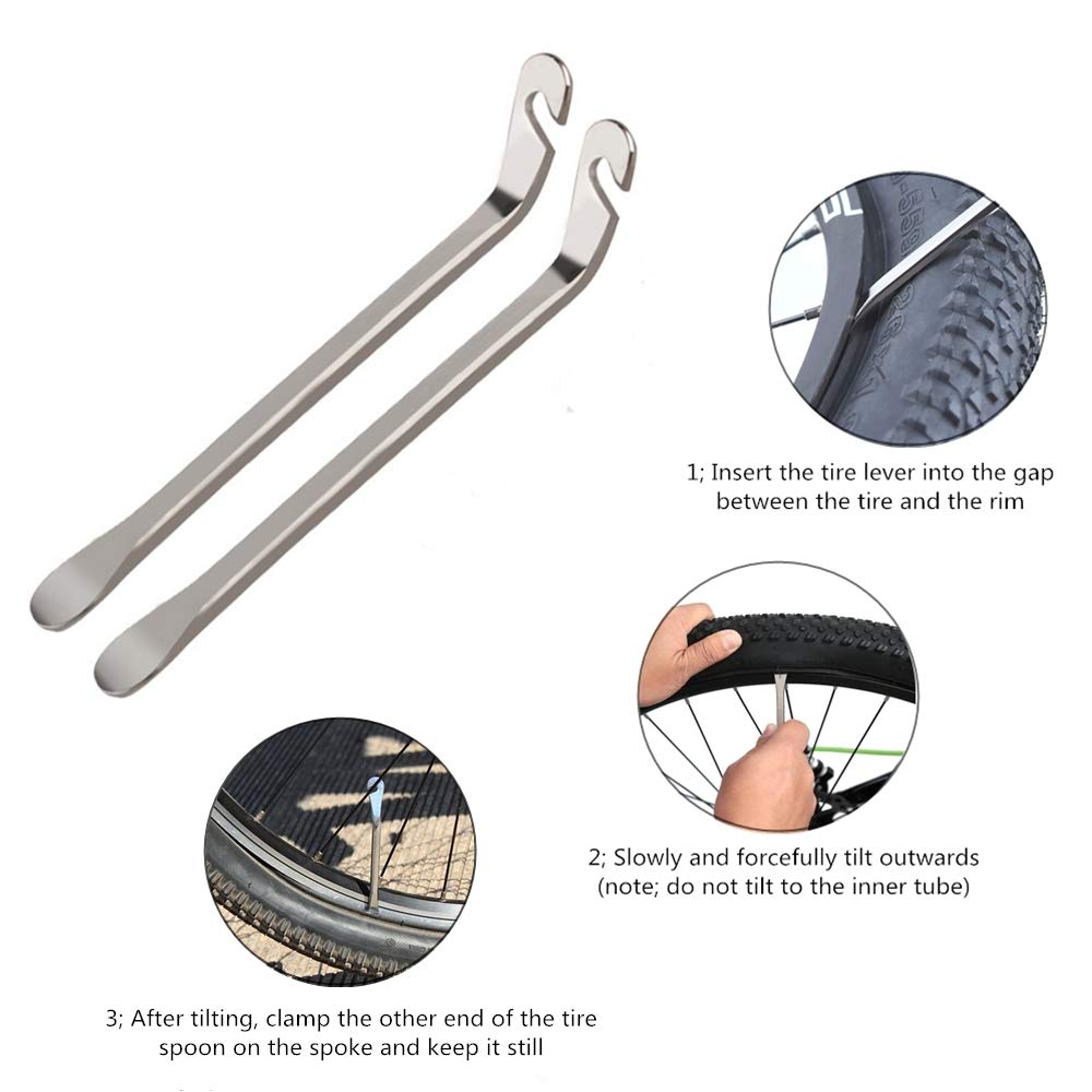 Bike Tire Repair Tool Waterproof Frame Triangle Mini Multifunctional Lever Adhesive Tube Patch Portable Set for Road Mountain Small Kit, Bag, Pump,