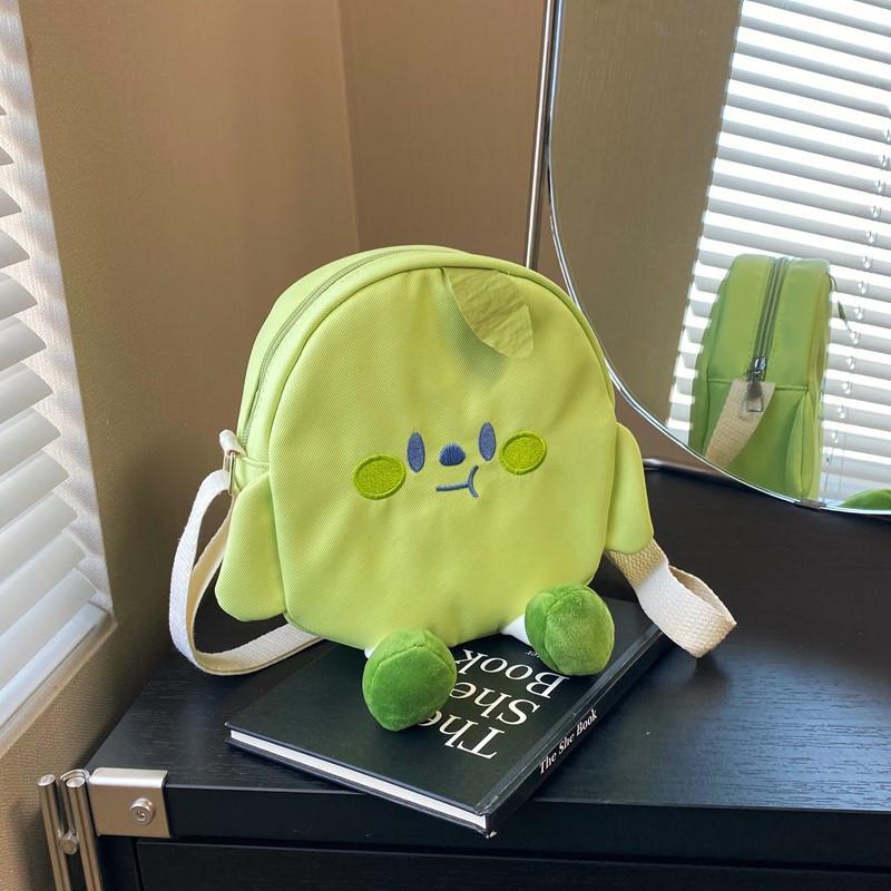 

Canvas Cute Fruit Pattern Crossbody Bag With Breathable Material For Kids Daily Use зелений