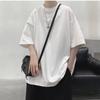 Camiseta de Manga Corta para Hombre de Moda de Color Sólido Estilo Hong Kong Holgada de Verano