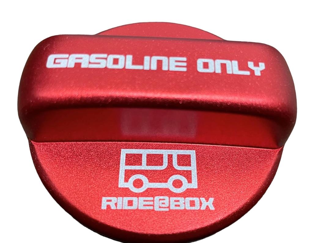 RIDE@BOX Fuel Cap Cover: Aluminum Fuel Filler Cap for Toyota Hiace/Regius Ace 200 Series, Red, Adhesive Type