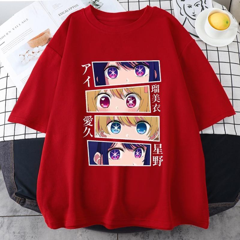 New Anime Eyes Graphic Print T Shirt Women Summer Casual Round Neck Loose Tees Streetwear Fashion Anime Harajuku T-shirts