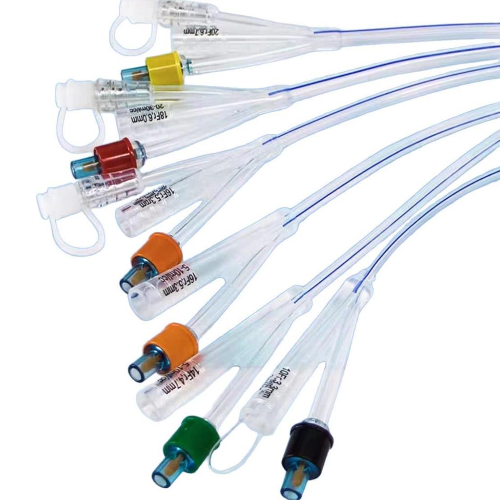 Sterile Silicone Foley Catheter: Double/Triple Lumen with Balloon Connector for Male/Female Bladder Irrigation and Drainage Bag