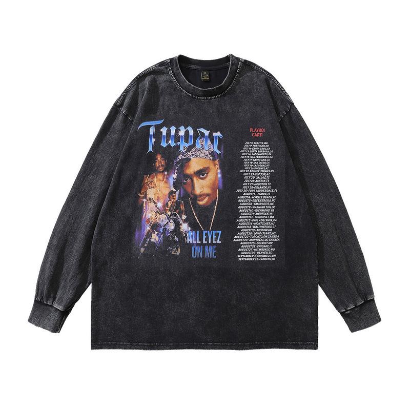 Fried Color Crew Neck Sweater Autumn American Hip Hop Direct Injection Printing Long Sleeve T-Shirt Men And Women