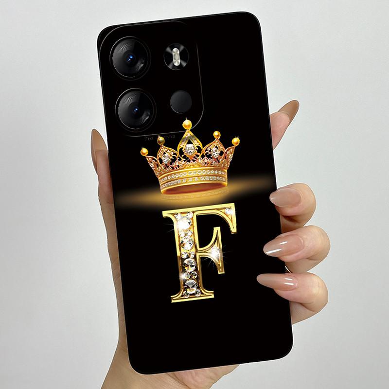 For Tecno Pop 7 Pro Pop7 BF6 BF7 Phone Case Crown Letter Back Cover Soft Liquid Silicone Fundas For Tecno Spark GO 2023 Bumper