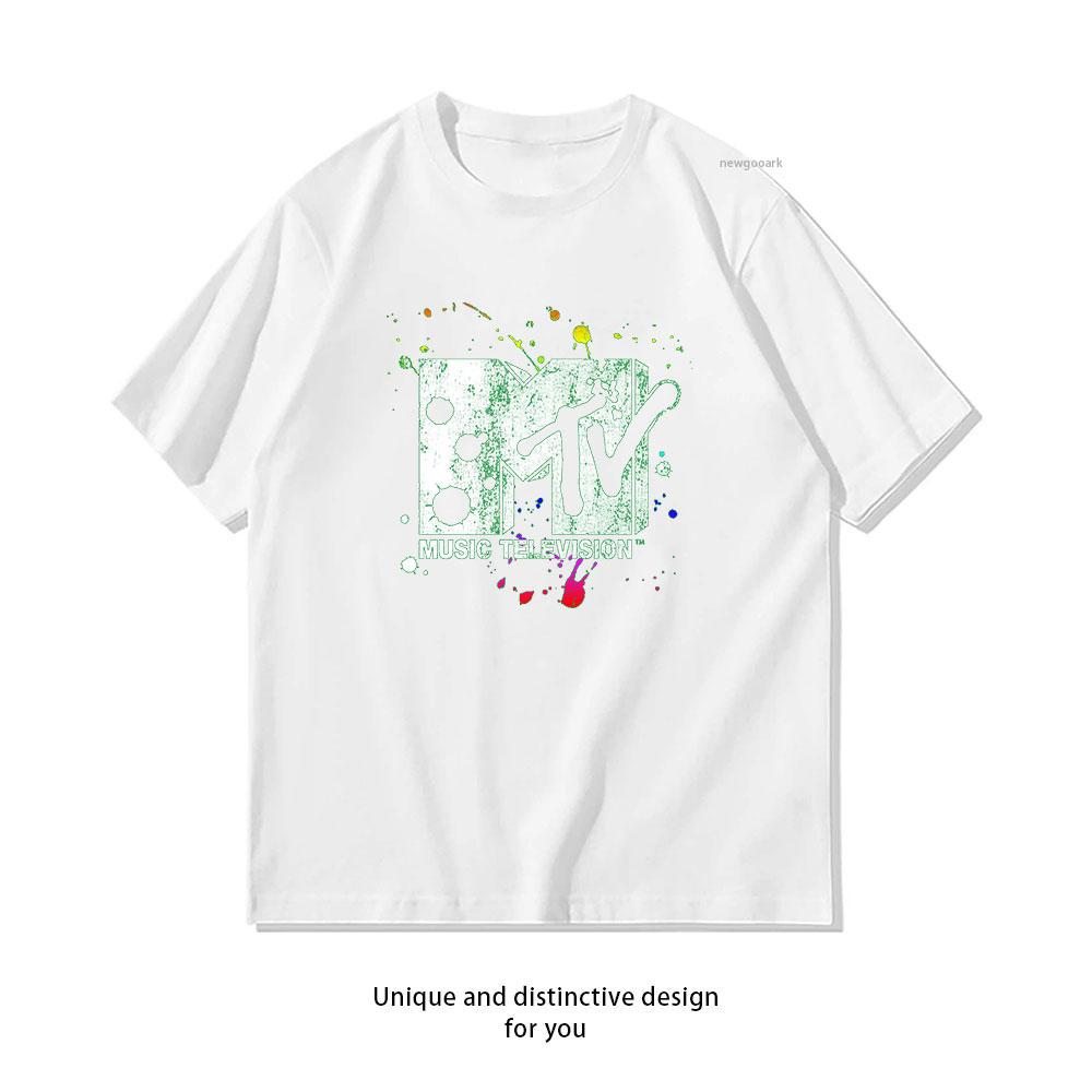 

MTV Paint Splatter Classic TShirt Women Unisex Casual cotton graphic t shirts Creative camisetas tops tee Shortsleev Adult S