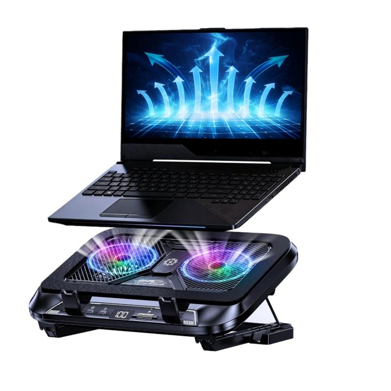 Laptop Cooling Pad LED Gaming Laptop Cooling Quiet Cooling Fan 100 Speed Adjustable for Laptop Height Stand Accessories 1