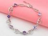 Weihua Women's Silver-Plated Double Heart Amethyst Bracelet - Korean Style Jewelry.