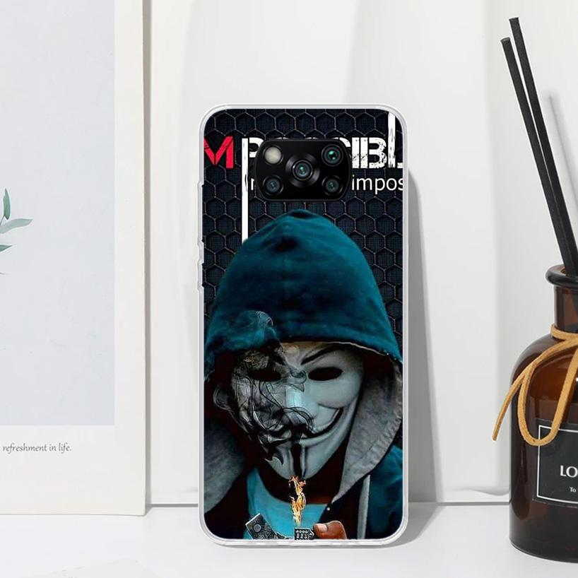 Anonymous V Mask Phone Case For Xiaomi Poco X7 X6 X5 M7 M8 Pro F7 Ultra Redmi 15C 15 13C 13 12C 12 10 10C 10A Art Fundas Poco X7