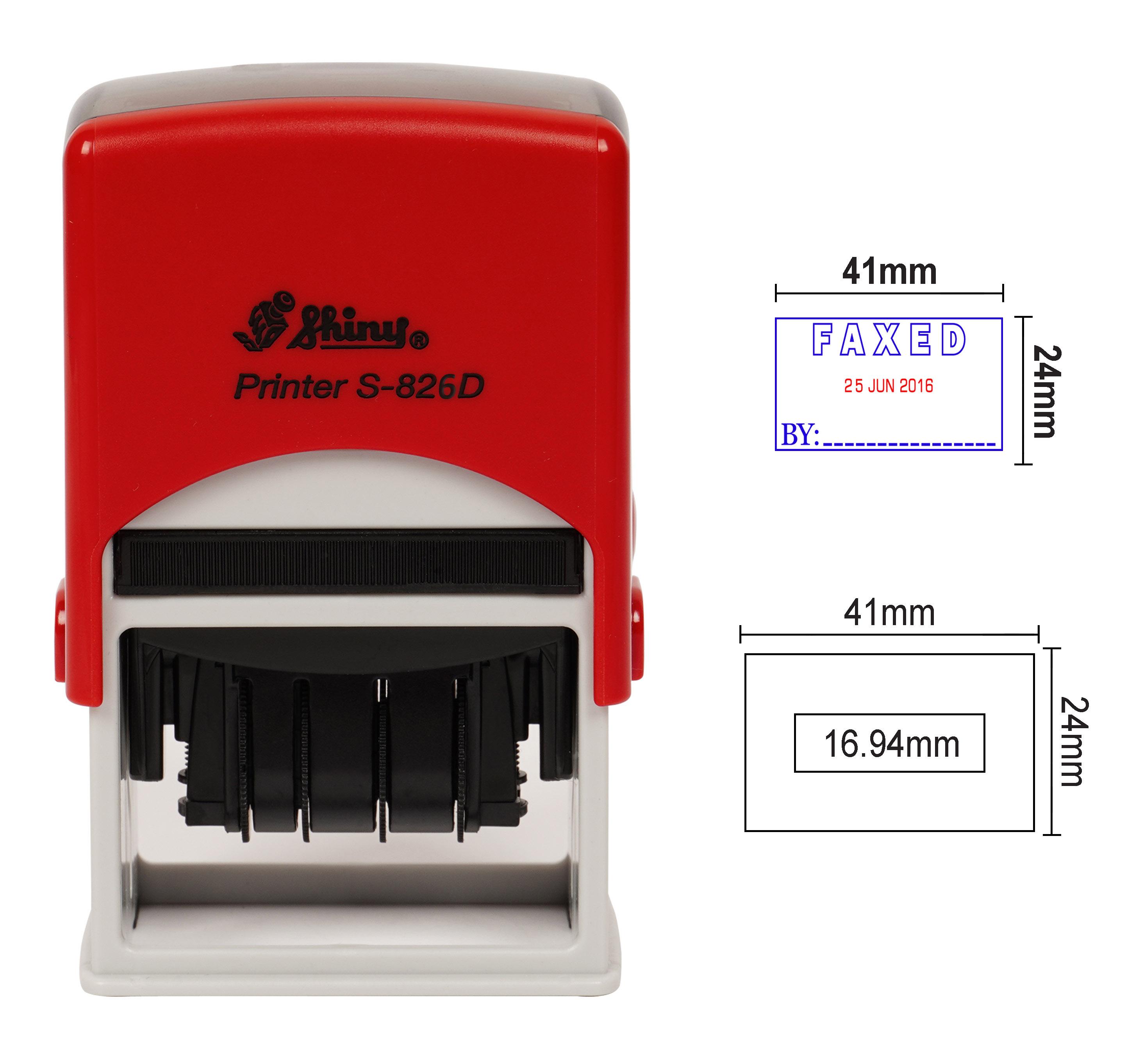

Shiny Date Stamper Self Inking With Faxed By Text Ofiice Stationery Rubber Stamp Blue With Red Date - 41mm x 24mm синій