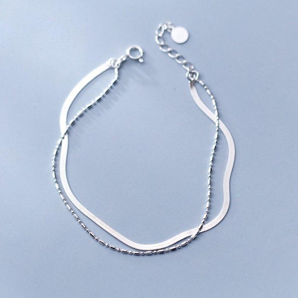 Hermosa J W021 Silver 925 Bracelet Silver Bracelet Double-Line Bracelet Layered Bracelet Daily Bracelet