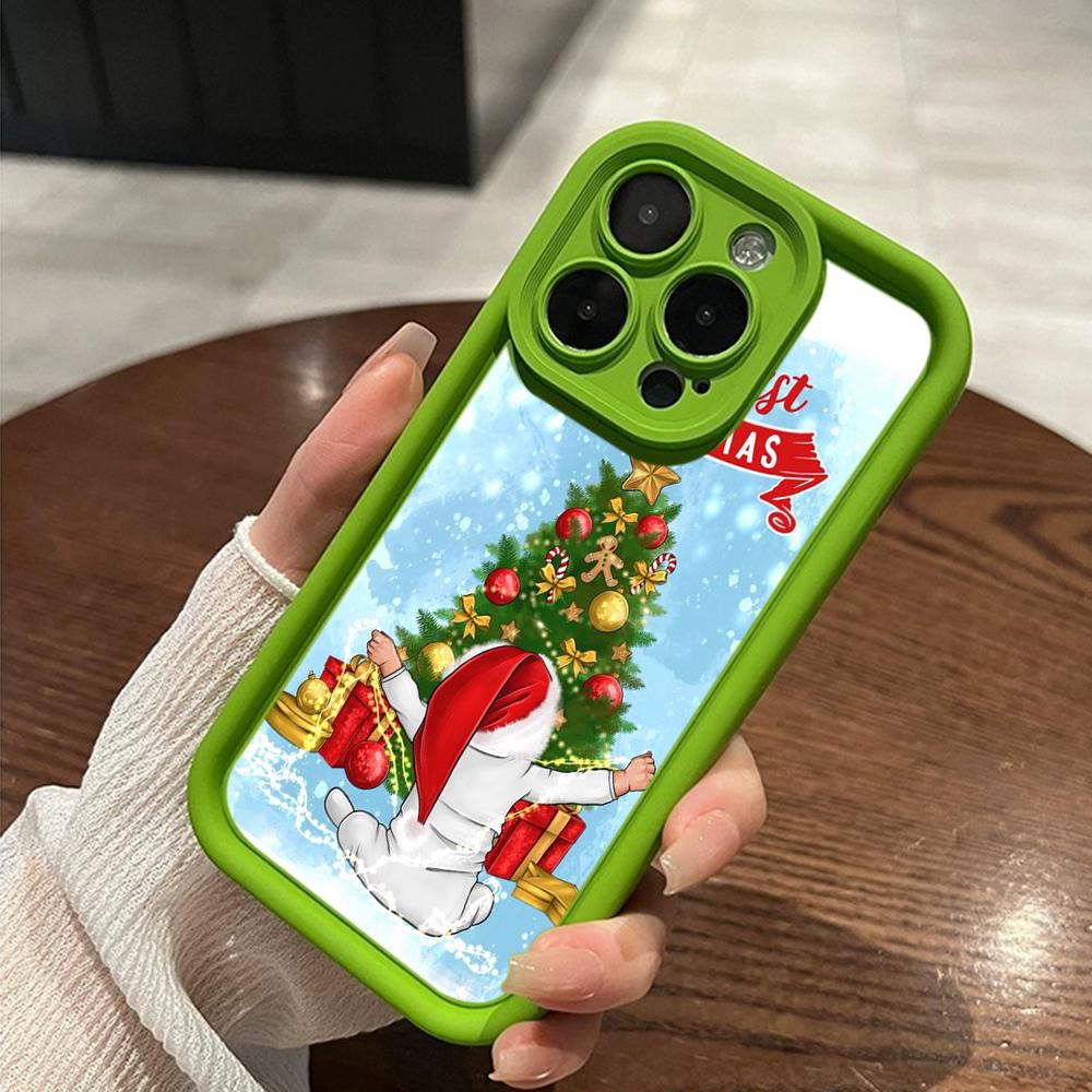 Ae108 Happy New Year Merry Christmas Phone Cases for iPhone 16 14 13 11 Pro Max 15 7 8 6s Plus 12 Mini XR XS Max SE Angel Eye Ladder Protective Cover