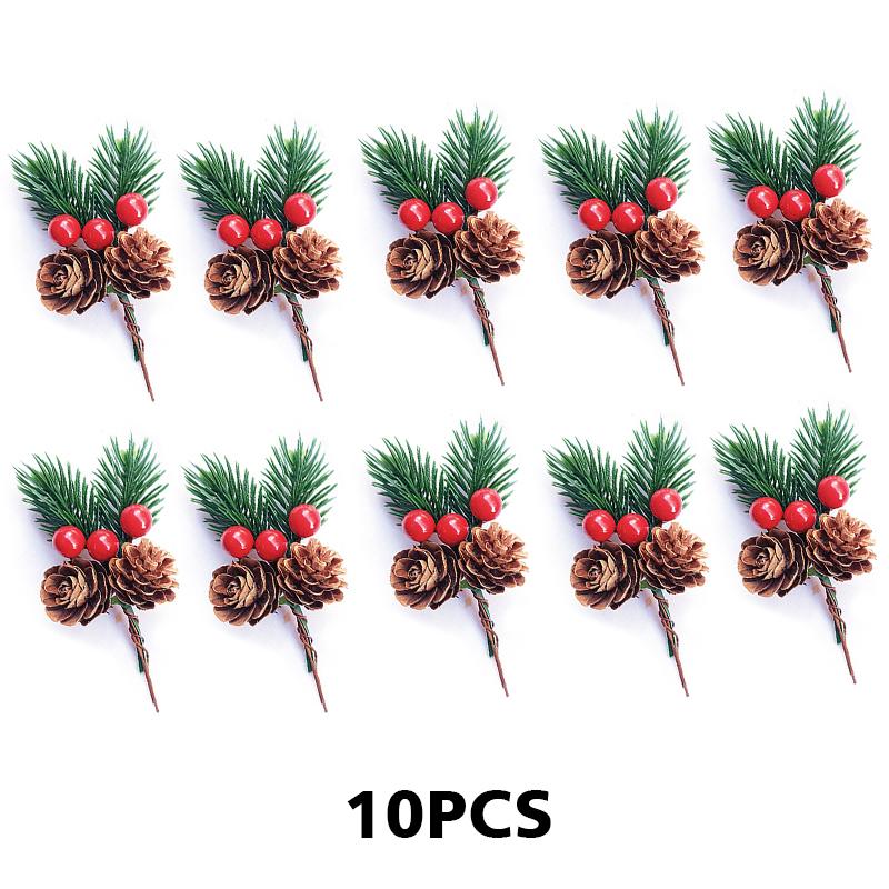 10Pcs Set Gift Box Decoration Mini Pine Needles Christmas Decoration Ornaments Christmas Tree Accessories Pine Needles Pine Cones