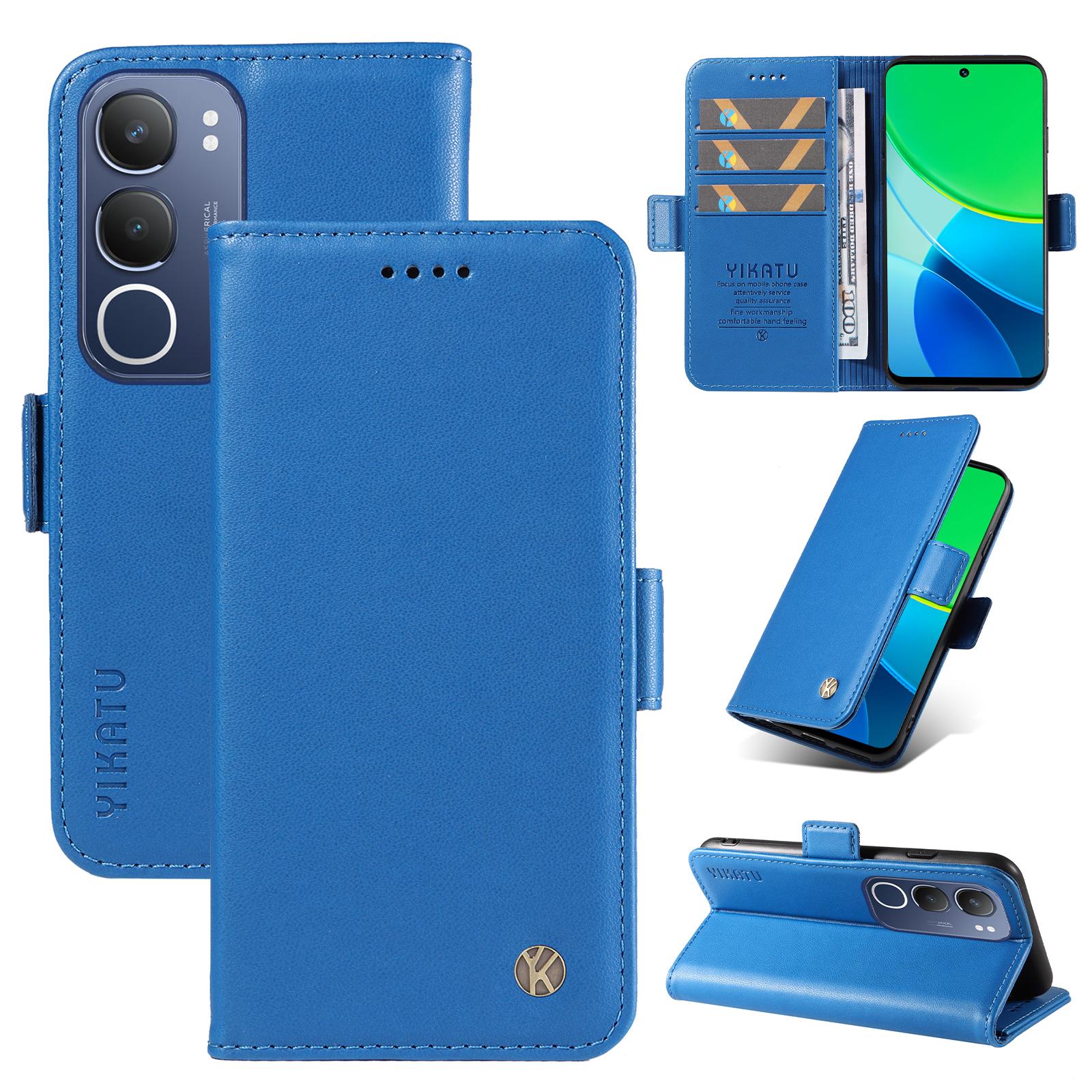 

Для vivo Y19s 4G Чехол-кошелек для телефона YIKATU YK-003 Кожаная подставка-чехол Sky Blue