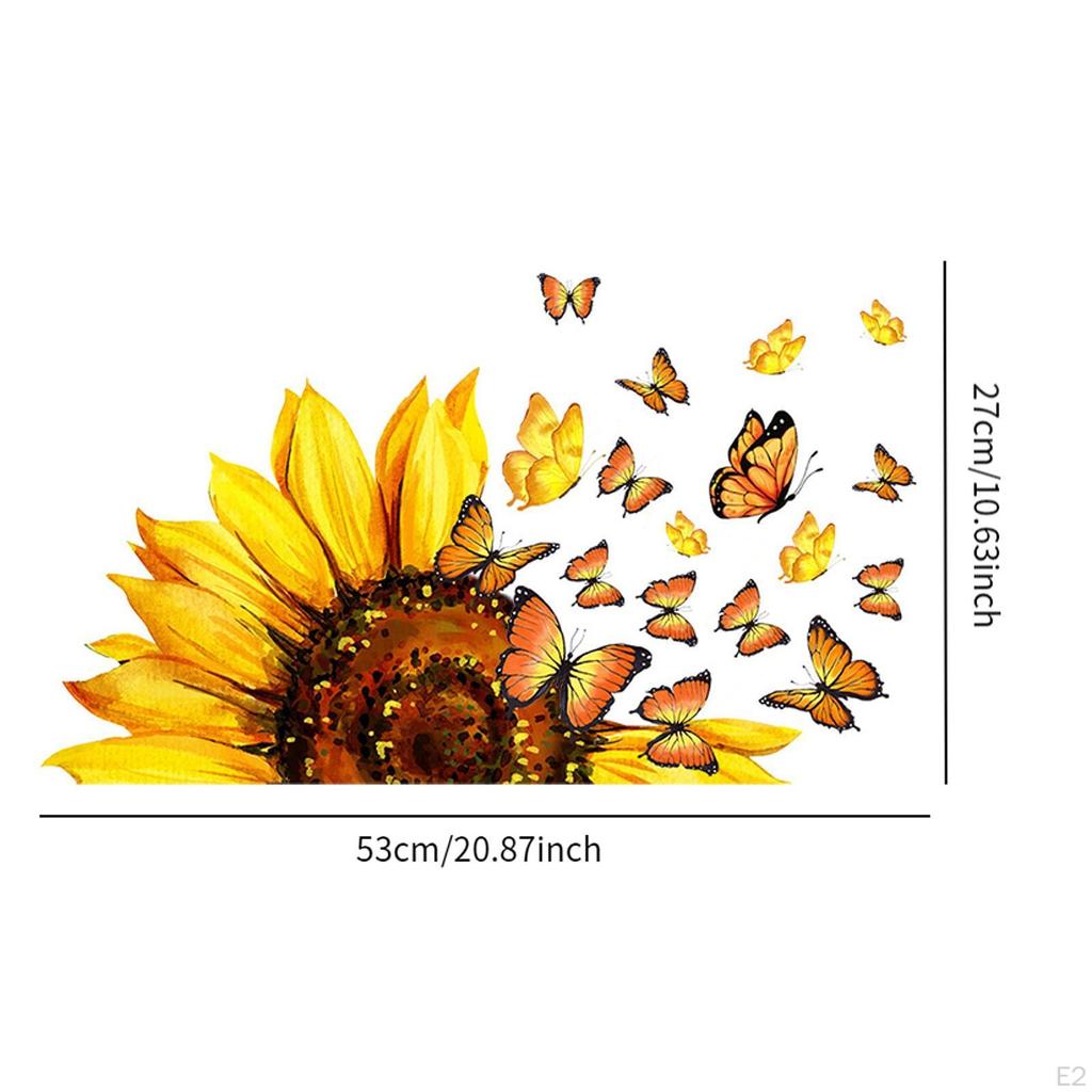 Sunflower Butterfly Wall Stickers Decals Peel and Stick Compact Removable Window Clings Art