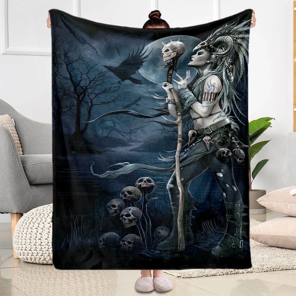 Gothic Style Blanket Soft & Cozy Suitable for Office Seaside Bed Four Seasons Universal Digital Print Unique Gift for Family and Friends Camping