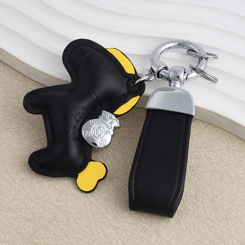 Instant Wealth Leather Keychain: Cartoon Pony Bag Charm & Couple Car Pendant - New Year Gift
