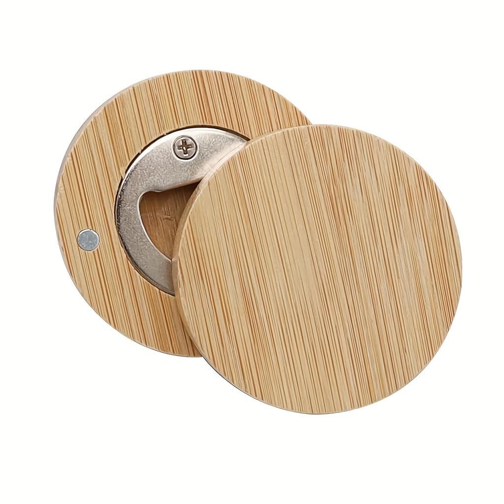 Bamboo bottle opener, household kitchen accessory beer opener, magnetic for attachment to refrigerator, wedding gift