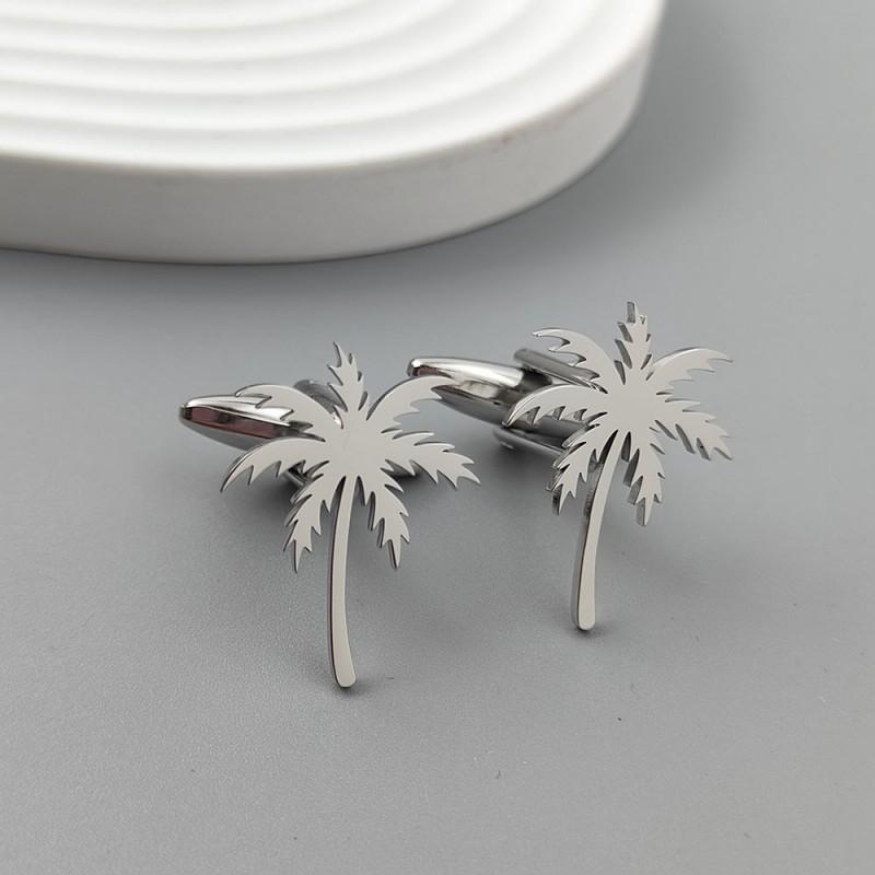 Three Dimensional Coconut Tree Brooch Cufflinks Creative Personality Simple Versatile Cutting Accessories Jewelry