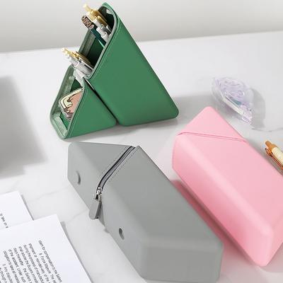 Silicone Pen Holder Foldable Large Capacity Expandable Vertical Pencil Case for Desktop Office and Study Use Students Stationery