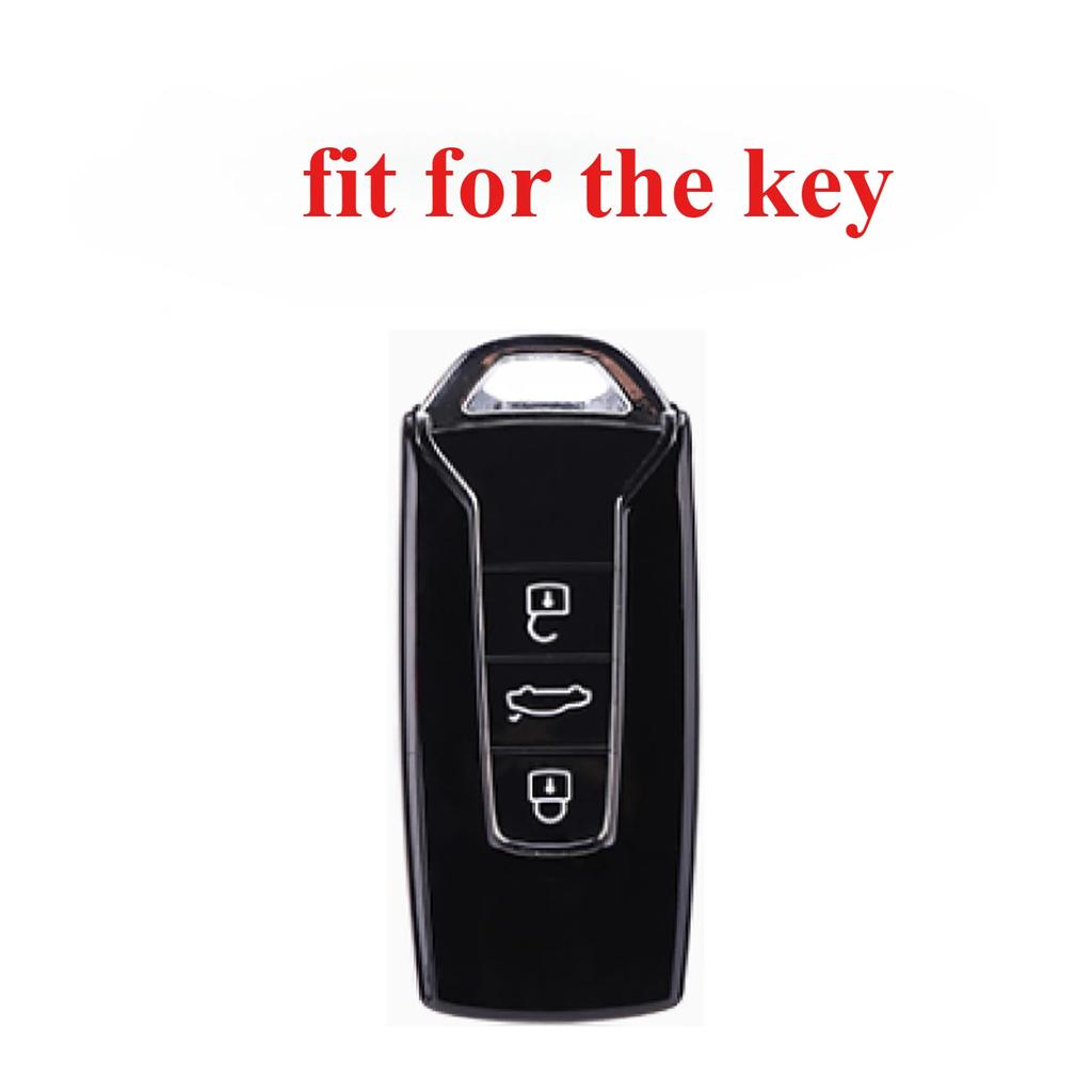 Leather Car Key Cover Keychain Holder Case Protector for VW Volkswagen Touareg 2018 2019 2020 2021 2022 2023 Remote Accessories