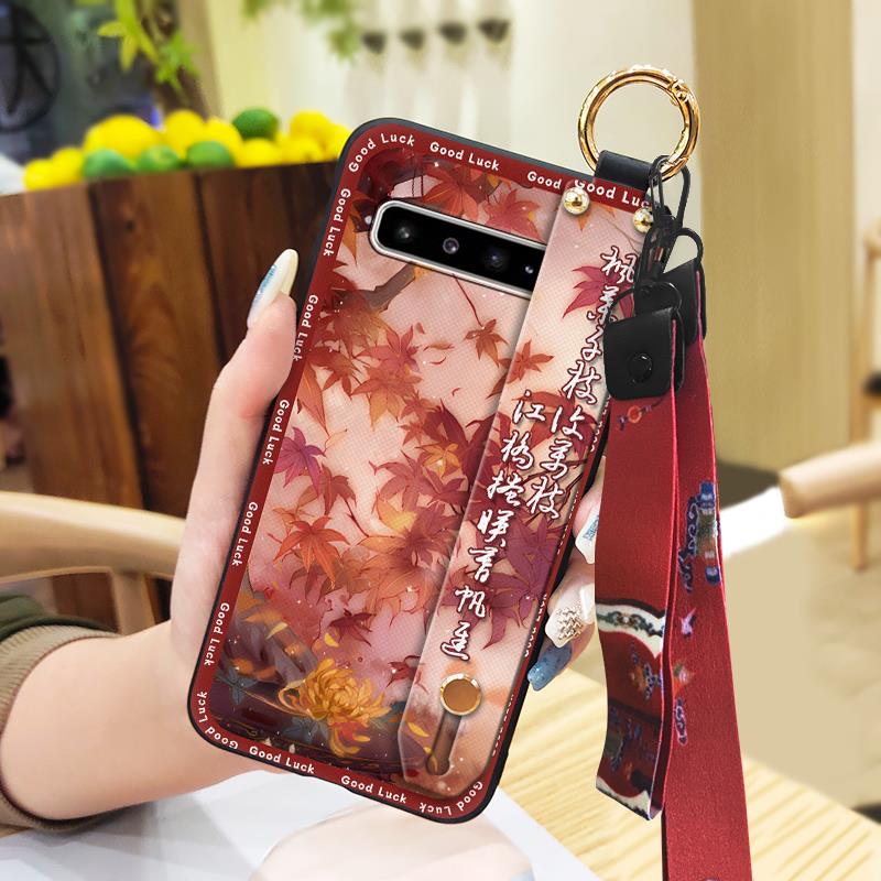 Silicone Chinese style Phone Case For Samsung Galaxy S10 5G/SM-G977N Waterproof Back Cover Lanyard Soft case Durable