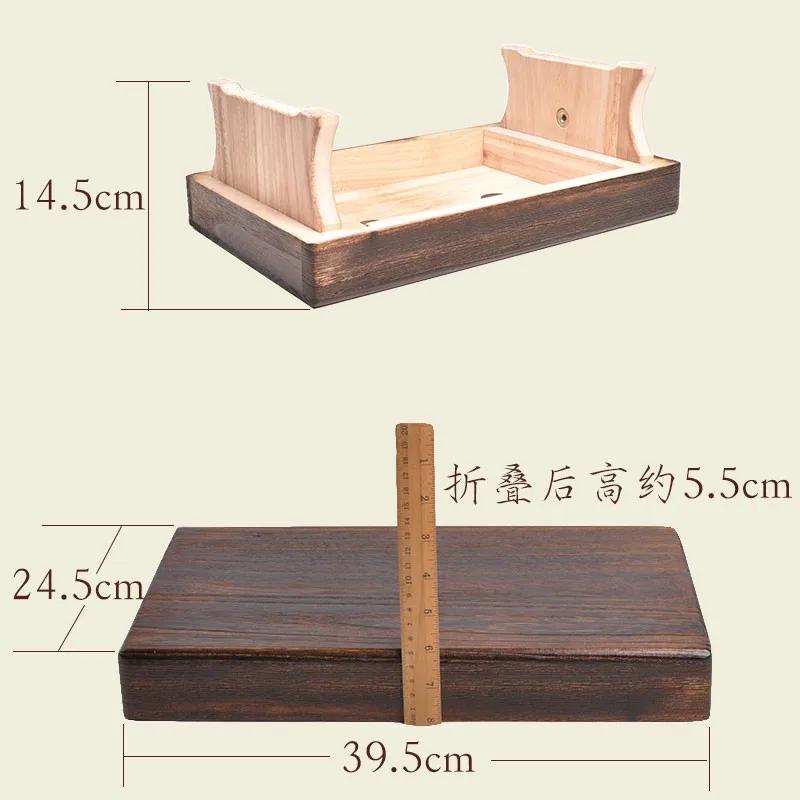 Mini Antique Foldable Wooden Low Stool Rectangle Kids Stool Portable Japanese Style Asian Traditional Furniture Tatami Mat