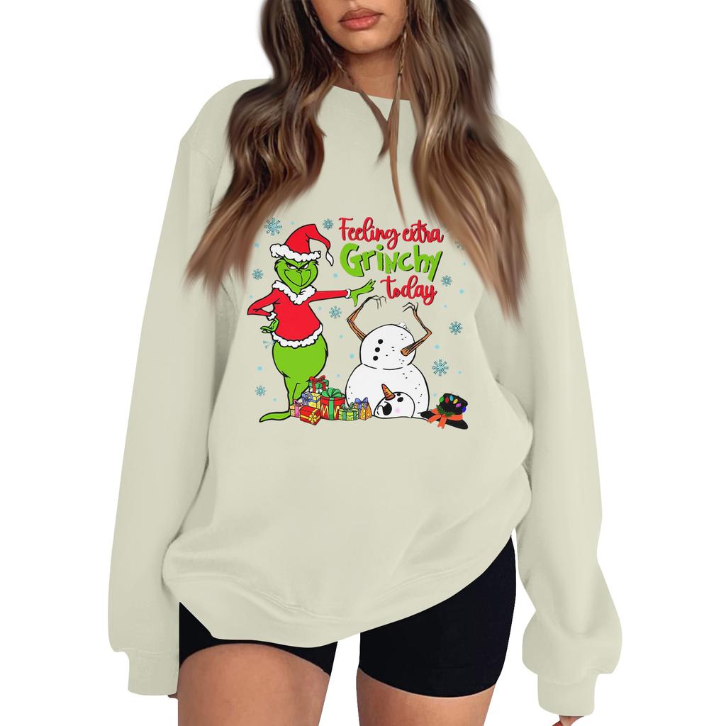 Women's Fashion Long-Sleeve Pullover Sweatshirt With Fun Christmas  Print