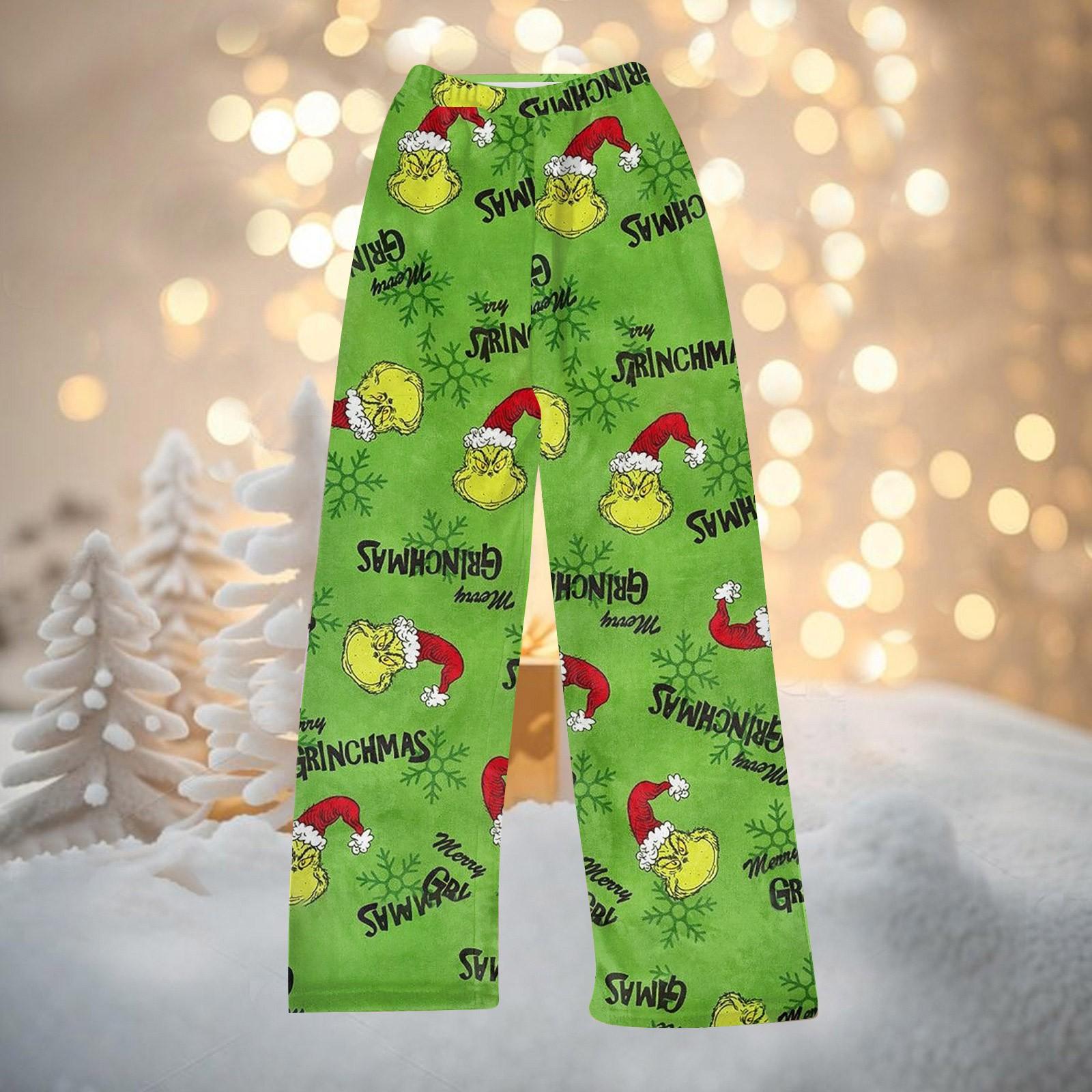 

Женские осенне-зимние брюки, длинные брюки, фланелевые брюки с рождественским принтом XS
