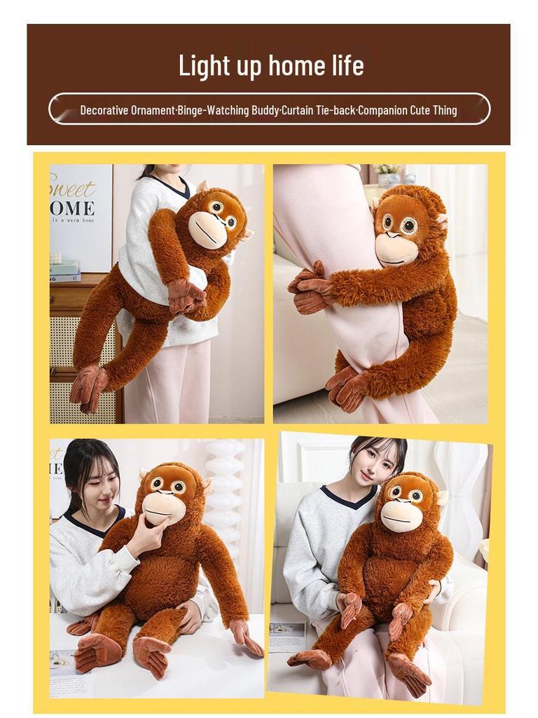 Gorilla Plush Toy: Long-Armed Monkey Doll & Cushion - Children's Gift