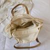 Summer Round Straw Bag For Women Vacation Woven Beach Bag Large Capacity Shoulder Bag Simple Shopping Handbag Tote Sac