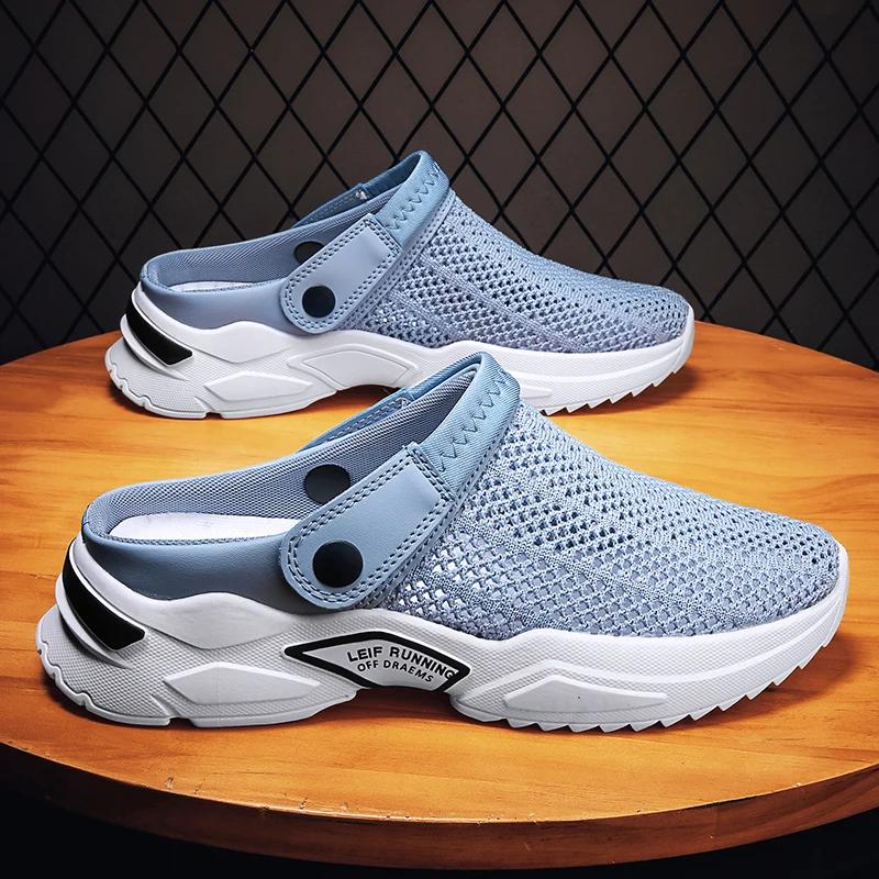 Herren Orthopädische Sommer-Slipper Sandalen mit Aussparungen Netzschuhe Sandalen Diabetiker Gehen Bootsschuhe Atmungsaktiv mit Fußgewölbestütze 42 blau
