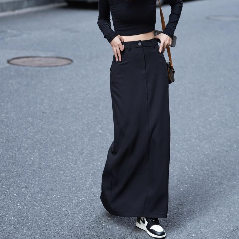 

Костюм Юбка до половины тела Женская тонкая прямая юбка с высокой талией L чёрный