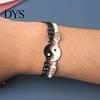 Vintage Bracelets 2Pcs Couple 2 Matching Yin Yang Hand Knitted Unisex Men Women Shiny Rhinestones Adjustable for Valentines Day Tai Chi
