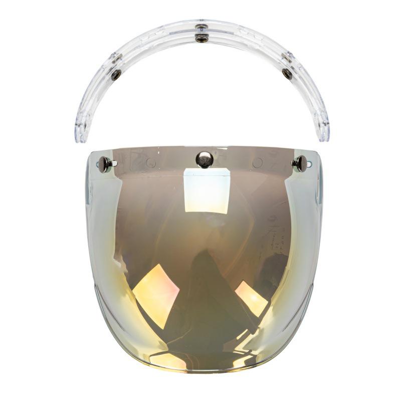 Retro Bubble Lens Motorcycle Helmet with Frame - Three-Button Design