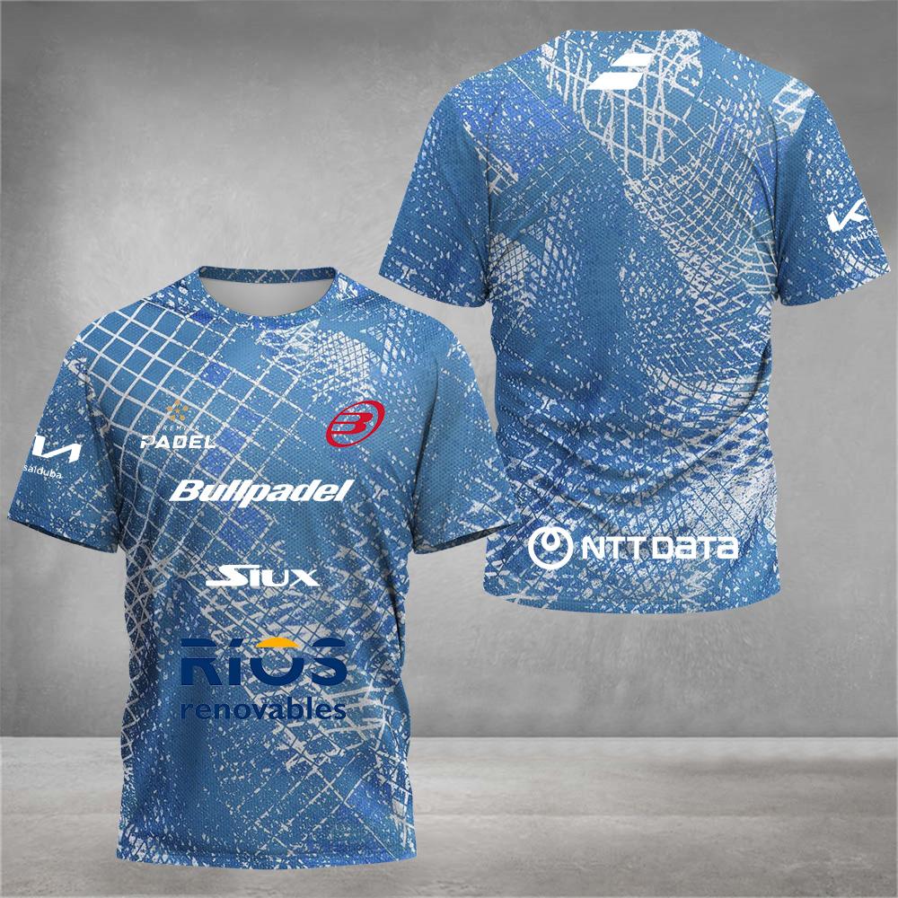 

Быстросохнущая дышащая футболка для любителей падель-тенниса, мужская тренировочная теннисная одежда с коротким рукавом, летняя футболка с круглым вырезом и 3D-принтом L