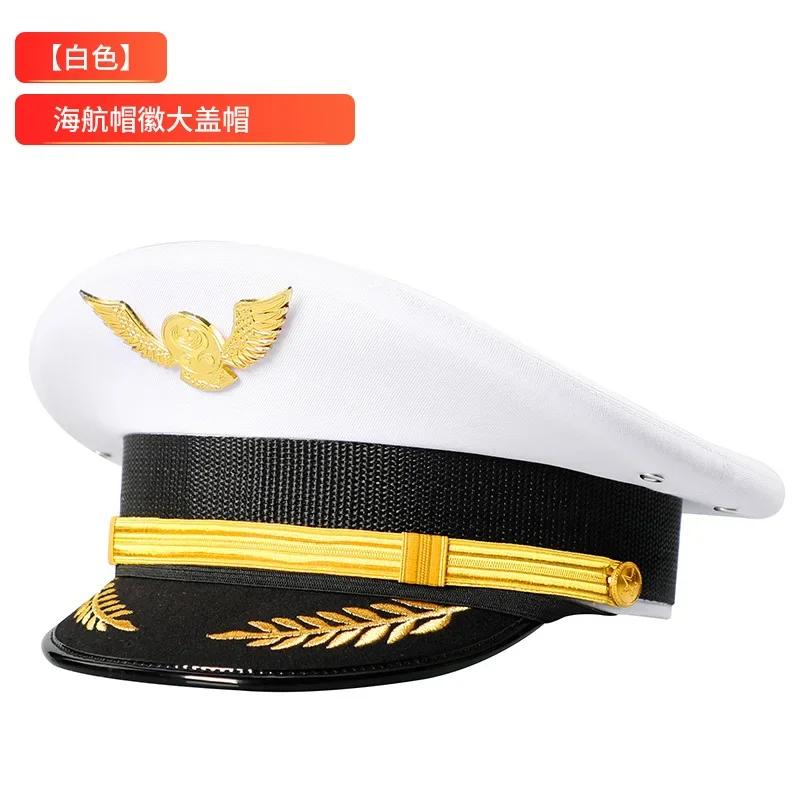 Chapéus Militares de Qualidade Tamanho Grande Chapéu de Marinheiro Capitão Chapéu de Aviação Desempenho de Piloto Head-wear de Festa para Homens Mulheres 55-62cm
