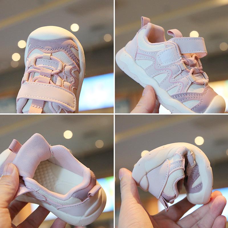 Breathable Anti-Slip Soft Sole Baby Walking Shoes - Boys & Girls Color Block Magic Tape