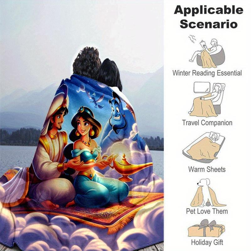 1pc Aladdin Printing Blanket - Soft, All-Season Throw for Office Blanket,Personalized Gift with Adorable Cartoon Design