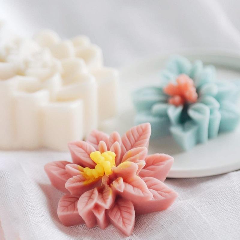 Christmas Flower Silicone Mold Christmas Aromatherapy Candle Gypsum Mold Simulation Flower Home Aromatherapy Decoration Mold