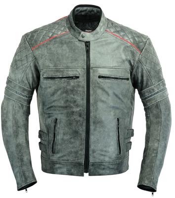 Veste en cuir de moto Tracker pour hommes manteau de protection de motard en peau extra douce en détresse