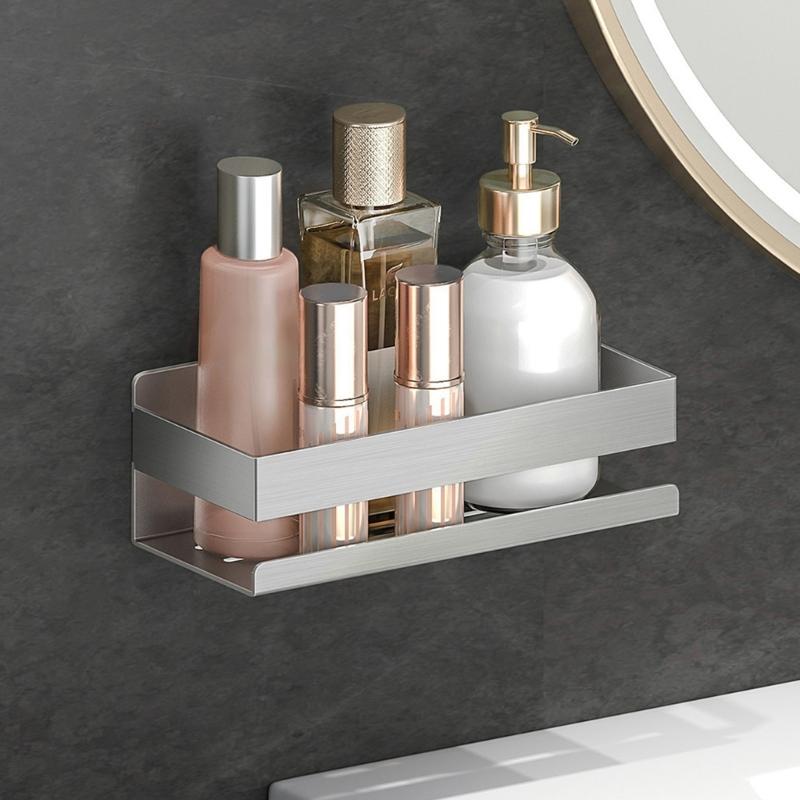 Adhesive Shower Storage Rack Rustproof Shower Storage Unit Adhesive Mount Stand for Bottles and Accessories